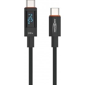 ANSMANN Cble donnes & charge avec cran, anthracite, 1,2 m