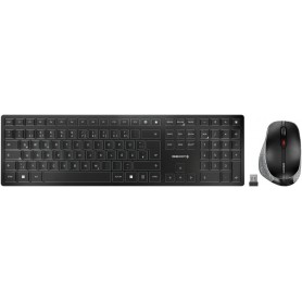 CHERRY DW 9500 Slim, Ensemble Clavier et Souris sans Fil, Disposition Allemande (QWERTZ), Connexion Bluetooth ou sans Fil, Design Plat, Rechargeable, Souris Ergonomique pour droitiers, Noir-Gris
