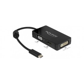 DeLOCK 63925 répartiteur vidéo - Répartiteurs vidéo (USB Type-C, 0,13 m, 3840 x 2160 Pixels, 60 Hz, Noir, 1,35 W)
