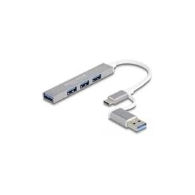 DeLOCK 64214 hub & concentrateur USB 3.2 Gen 1 (3.1 Gen 1) Type-A + Type-C 5000 Mbit/s Argent