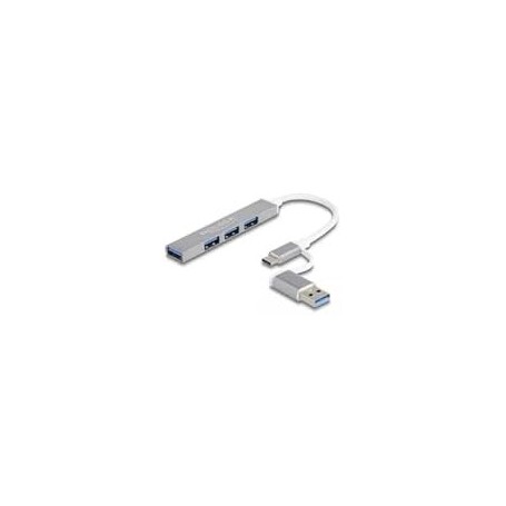 DeLOCK 64214 hub & concentrateur USB 3.2 Gen 1 (3.1 Gen 1) Type-A + Type-C 5000 Mbit/s Argent