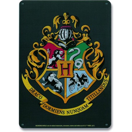 Harry Potter panneau métal Hogwarts Logo 15 x 21 cm
