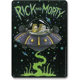 Rick & Morty panneau métal Spaceship 15 x 21 cm