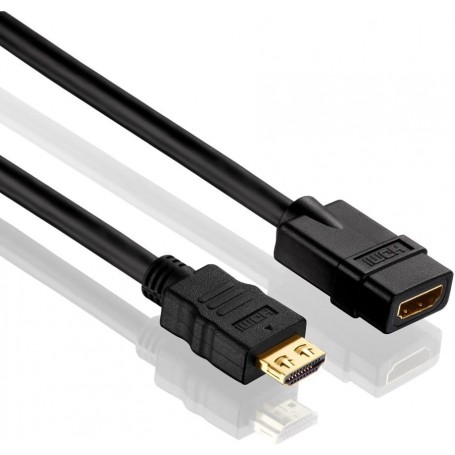PureLink PI1100-050 Câble d'extension HDMI haute vitesse (4K UltraHD (2160p), Ethernet), HDMI-A mâle à HDMI-A femelle, certifié, 5,00m, noir