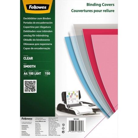 Fellowes Couverture, A4, PET, transparent, 0,15 mm