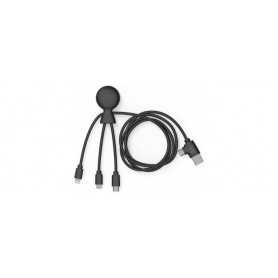 Cable Mr Bio A+C/mUSB+USBC+MFI 1m reyclé Noir