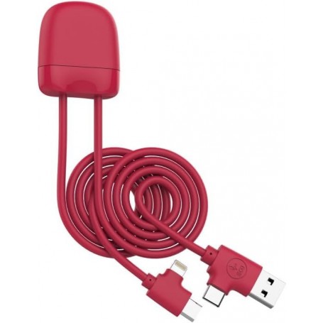 Ice-C - Cable A+C/USBC+Lightning 1m GRS Rouge