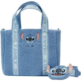 Loungefly Disney Stitch plush tote bacg with coin bag