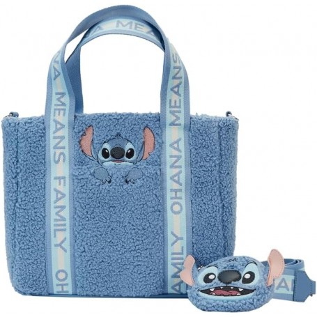 Loungefly Disney Stitch plush tote bacg with coin bag
