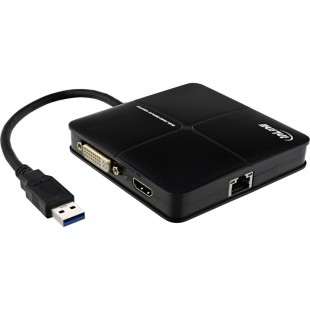 Carte graphique USB InLine® USB 3.0 vers DVI + Dual Head HDMI + Réseau Gigabit max. 2048x1152