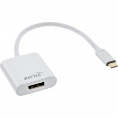Convertisseur d'affichage USB InLine®, USB Type-C mâle vers DisplayPort femelle (mode alternatif DP), 4K2K, argent, 0.2m
