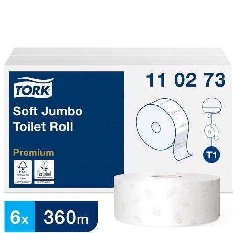 TORK Papier toilette grand rouleau Jumbo, 2 plis, blanc