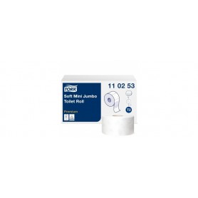 TORK Papier toilette en mini rouleau Jumbo, 2 plis, blanc