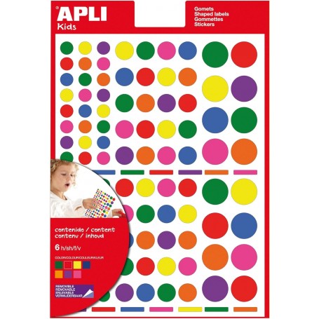 agipa APLI Kids Gommettes "Rond", sur feuille, assorti