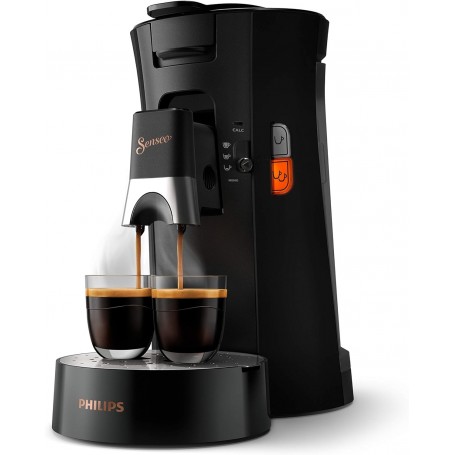 Philips Domestic Appliances Senseo Select CSA240/60 Machine à café à dosettes, Sélection de l'épaisseur du café Plus, fonction mémo, en plastique recyclé, Noir