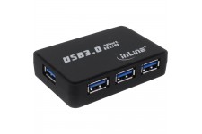 Hub 4 ports InLine® USB 3.0 avec adaptateur secteur 3,5 A noir