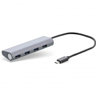 InLine® Hub USB 3.1, USB Type C à 4 ports type A, Aluminium, argent, pas de bloc d'alimentation