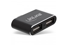 Mini hub USB 2.0 InLine®, AF USB Type-C M à 2x USB, noir