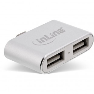 Mini hub USB 2.0 InLine®, AF USB Type-C M à 2x USB, argent