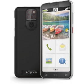 emporiaSMART.5 Mini, téléphone Mobile pour Seniors, 4G Volte, Smartphone Senior sans contrat, téléphone Portable avec Bouton d'urgence, écran de 4,95 Pouces, Android 13, Appareil Photo de 13 MP, Noir