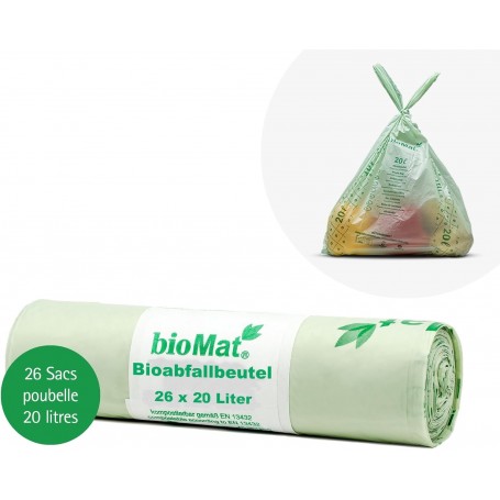 PAPSTAR Sac compostable "bioMAT", 20 litres, vert