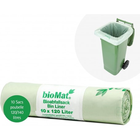 PAPSTAR Sac compostable "bioMAT", 120 litres, vert