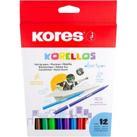 Kores Feutre de coloriage "Korello", fin, tui carton de 12