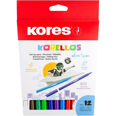 Kores Feutre de coloriage "Korello", fin, tui carton de 12
