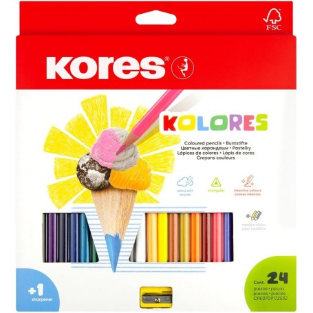 Kores Crayon de couleur triangulaire "Kolores", tui carton
