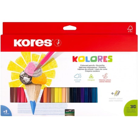 Kores Crayon de couleur triangulaire "Kolores", tui carton