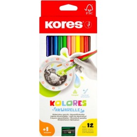 Kores Crayon de couleur aquarellable "Akuarelle", tui de 12
