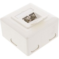 Boîtier de prise murale InLine® Cat.6, surface ou montage encastré 2x RJ45 blanc horizontal