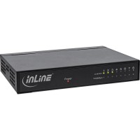 Commutateur réseau InLine® à 8 ports, Ethernet Gigabit, 10/100 / 1000MBit / s, Bureau, Métal, sans ventilateur, ports blindés