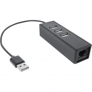 Adaptateur Ethernet InLine® USB 2.0 10 / 100MBit + Hub USB 2.0 à 3 ports