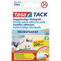 tampons adhésifs tesa TACK, 200 pièces, réutilisables, transparents