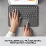 Logitech Combo Touch pour iPad (7e, 8e et 9e générations), Étui avec pavé tactile de précision, Clavier Allemand QWERTZ - Noir