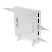 Bloc d'alimentation pour ordinateur portable InLine® Quick Charge 3.0 USB, 4x USB A + USB Type-C, 80W, blanc