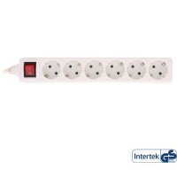 Power Strip InLine® 6 ports 6x type F allemand avec interrupteur et sécurité enfant blanc 3m