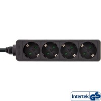 Barrette multiprise InLine® type F allemande 4 ports + verrou de sécurité pour enfant noir, 1,5 m