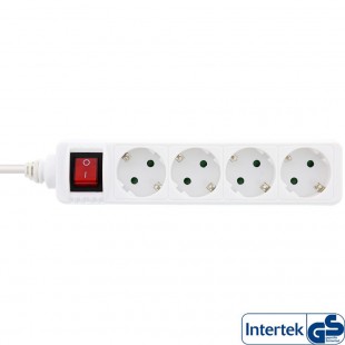 Barrette d'alimentation InLine® type F allemande 4 ports avec interrupteur + sécurité enfants blanc 1,5 m