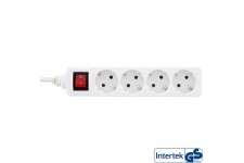 Barrette d'alimentation InLine® type F allemande 4 ports avec interrupteur + sécurité enfants blanc 1,5 m