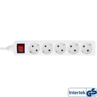 Barrette d'alimentation InLine® type F allemande 5 ports avec interrupteur + sécurité enfants blanc 1,5 m