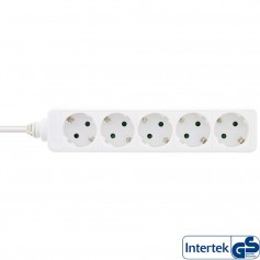 Bande d'alimentation InLine® type F allemande 5 ports + verrou de sécurité pour enfant blanc, 1,5 m