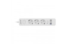 Barrette d'alimentation InLine® 3 ports avec USB QC, 3x type F allemand avec interrupteur et sécurité enfants blanc 1,5 m