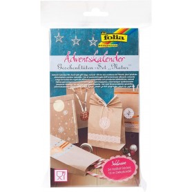  9402 Calendrier de l'Avent avec 24 sachets en Papier de qualité Alimentaire Couleur Naturelle, Cordon et Autocollants numérotés