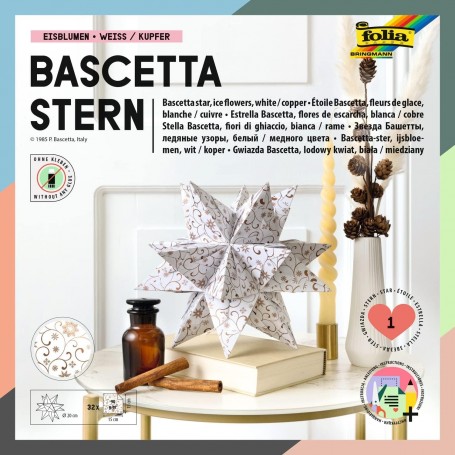 folia Feuilles de papier pliable étoile Bascetta, blanc /