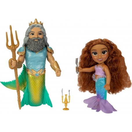 Disney La Petite Sirène Coffret 2 Poupées 15cm Ariel et Triton avec Accessoires