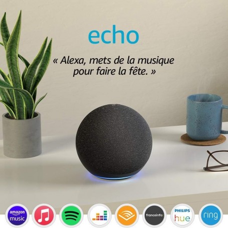 Echo (4e génération) | Enceinte connectée Bluetooth et Wi-Fi au son premium, avec Dolby, hub connecté et Alexa | Anthracite