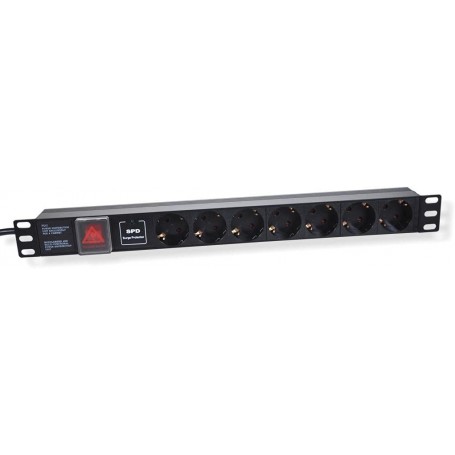 HELOS 19 "Strip de douille personnelle, 7 fois, noir, 2,0 m, avec interrupteur
