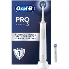 Oral-B Pro 3 3000, Brosse à dents électrique, 2 Brossettes, Blanc, 1 Unité (Lot de 1)